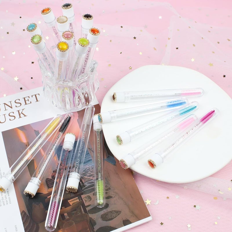 SenRocc 20pcs Mascara Wands Tube Reusable Lash Spoolies Pearl Gold Tube Eyelash Brush Tubes Spoolies Lash Extension Brushes Applicators Makeup Tools (CatE-Gold-MlX) - Image 5